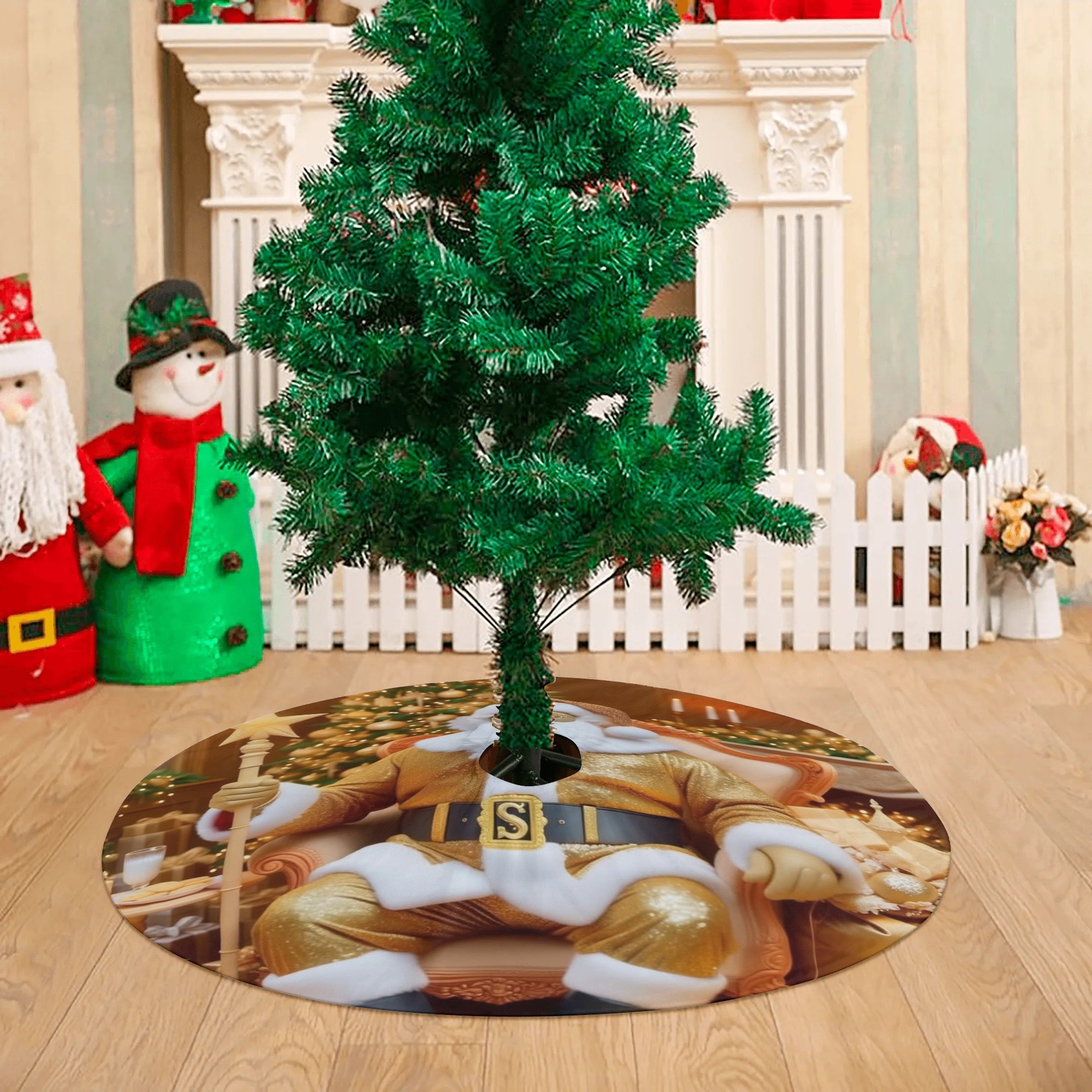 Merry Christmas Snowflake Tree Skirt for Xmas Decor Home 3 Sizes